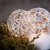 Lighted silver hanging globes ornament