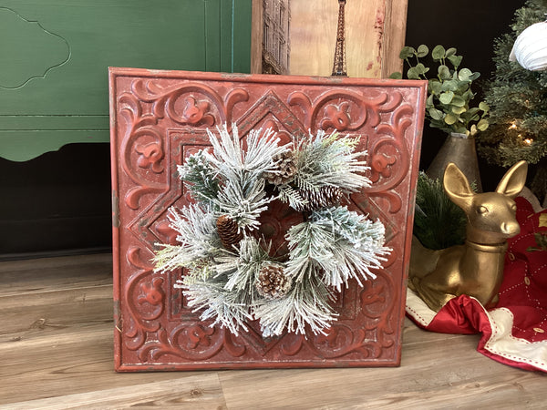 Rustic Red Tin with wreath