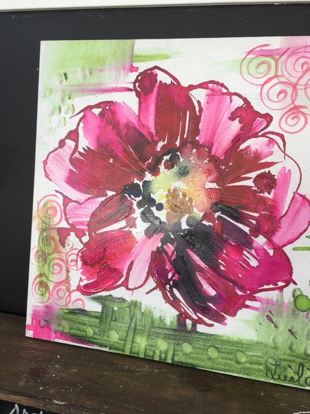 Pink Floral print canvas