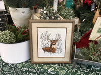 Homemade Vintage Cross Stitched Deer