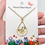 Pressed Flowers Teardrop Necklaces