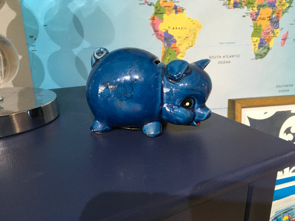 Blue Glass Piggy Bank