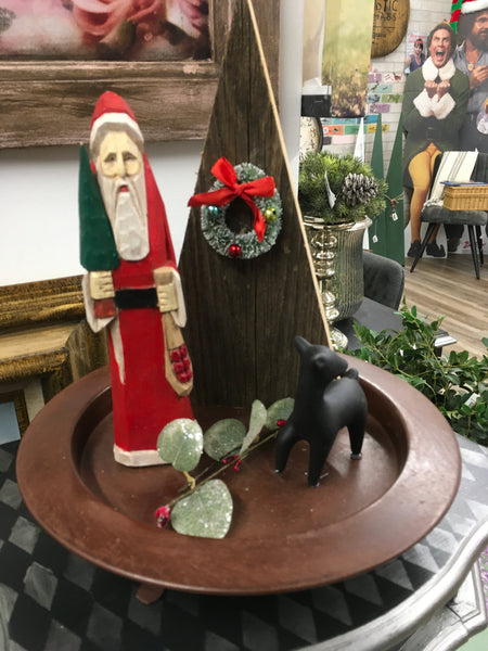 Santa, Tree, Deer scene