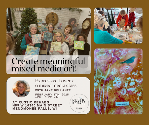 02/08/25 (Saturday) 1pm-4pm Expressive  Layers: Create Meaningful Mixed Media Art