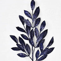 Blue Glittered Bay Leaves Spray