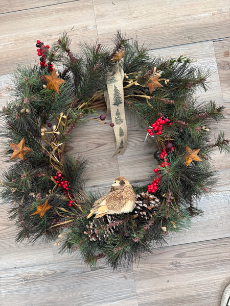 Wreath w stars and bird