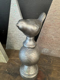 Bird finial slate grey w glitter