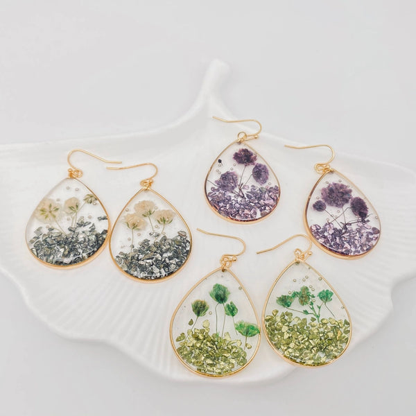 Pressed Dried Flower Earrings