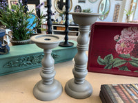 Provincial brown candle stick pair