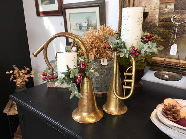 Horn Brass Candle Set Holder