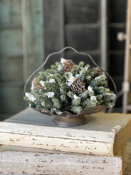 Snowy Mini Pine Half Sphere | 7"