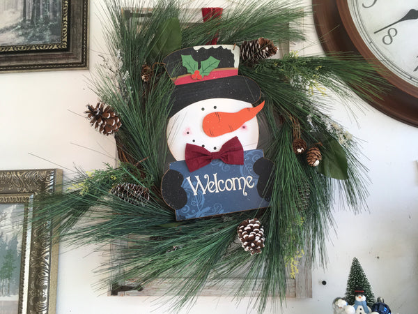 Welcome Snowman Wreath