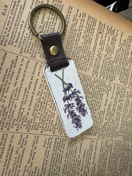 Wood Lavender Keychain