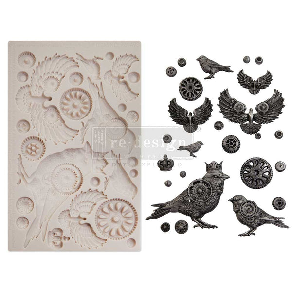 Redesign Prima MOULD CLOCKWORK SPARROWS – 1 PC, 5″X8″X8MM